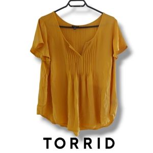 Torrid Pleated Mustard Blouse